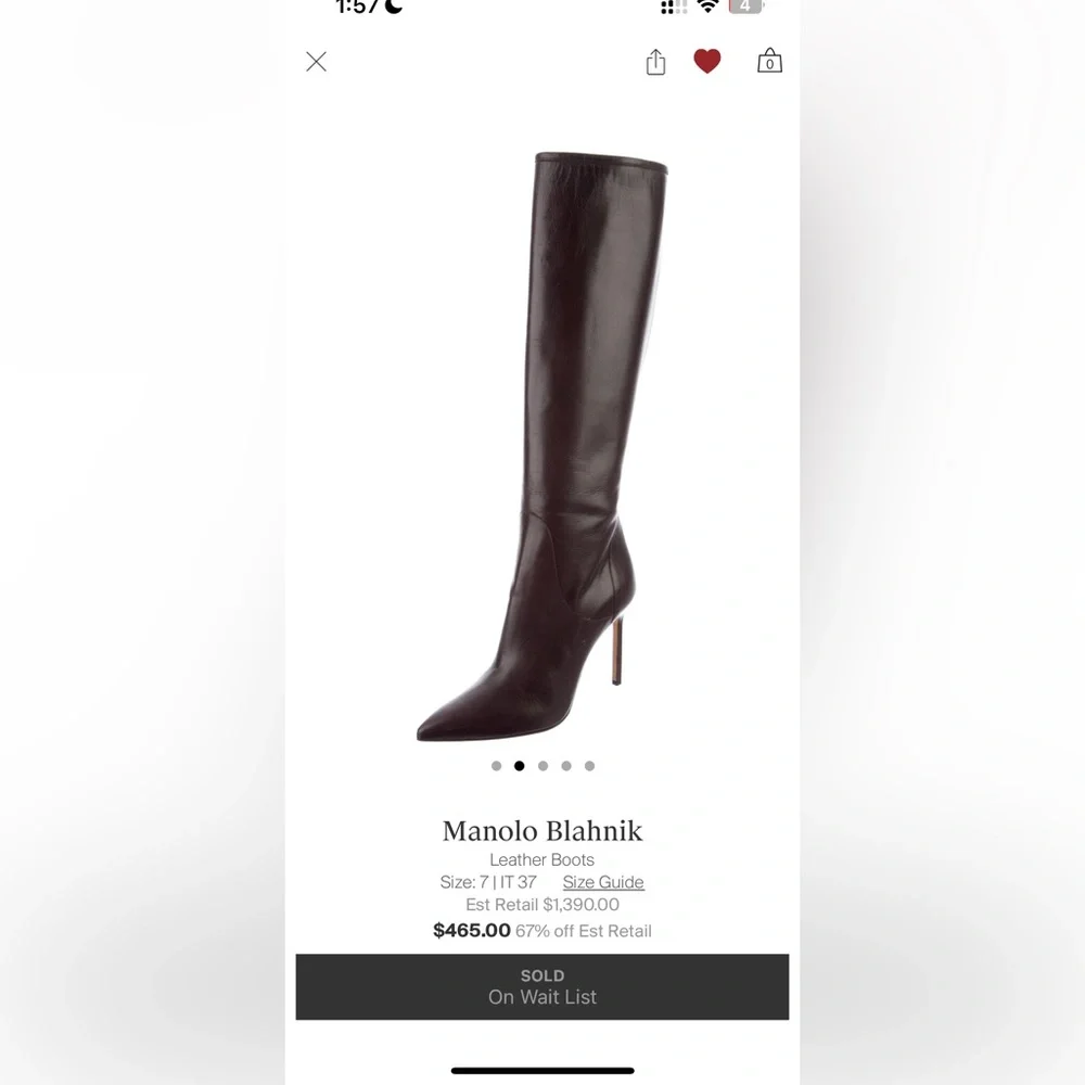 COPY - Manolo Blahnik Leather Brown Stiletto - Picture 1 of 5